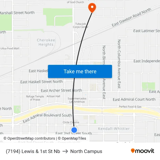 (7194) Lewis & 1st St Nb to North Campus map