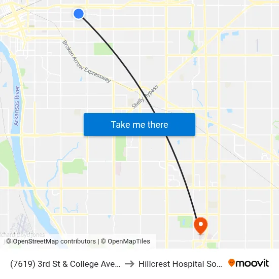 (7619) 3rd St & College Ave Eb to Hillcrest Hospital South map