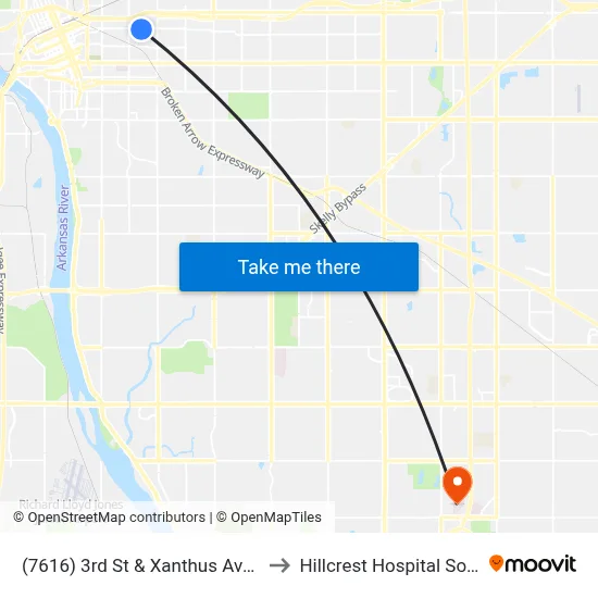 (7616) 3rd St & Xanthus Ave Eb to Hillcrest Hospital South map
