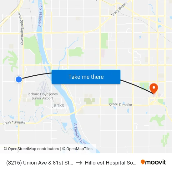 (8216) Union Ave & 81st St Sb to Hillcrest Hospital South map