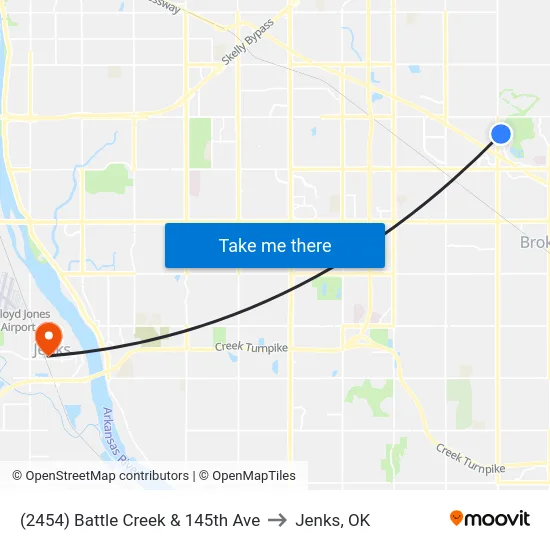 (2454) Battle Creek & 145th Ave to Jenks, OK map