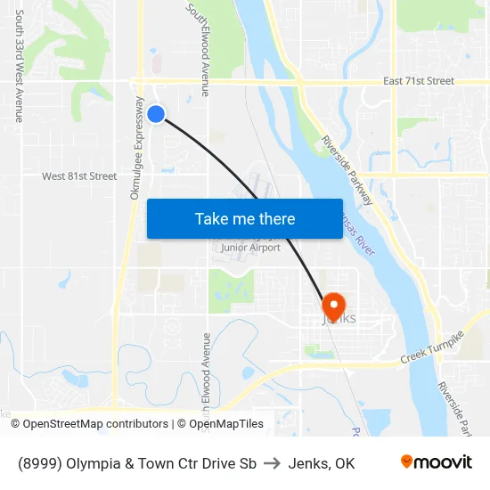 (8999) Olympia & Town Ctr Drive Sb to Jenks, OK map