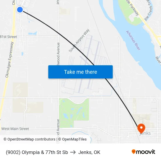 (9002) Olympia & 77th St Sb to Jenks, OK map