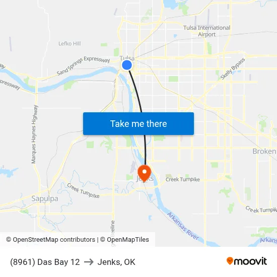 (8961) Das Bay 12 to Jenks, OK map