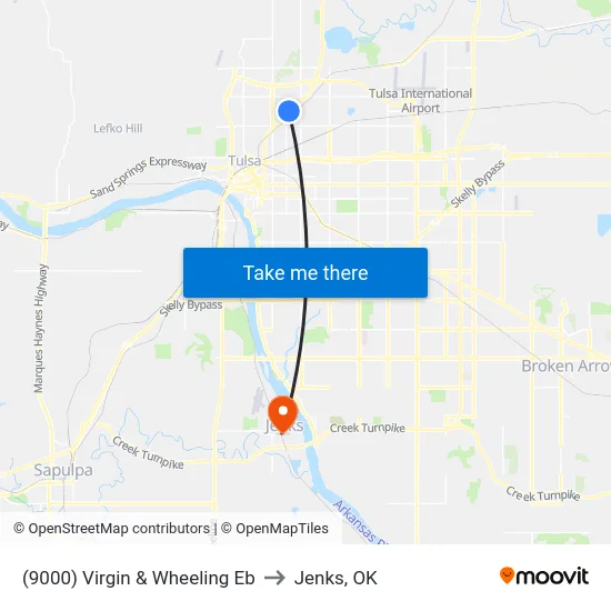 (9000) Virgin & Wheeling Eb to Jenks, OK map