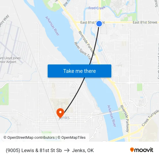 (9005) Lewis & 81st St Sb to Jenks, OK map
