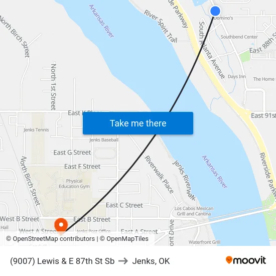 (9007) Lewis & E 87th St Sb to Jenks, OK map