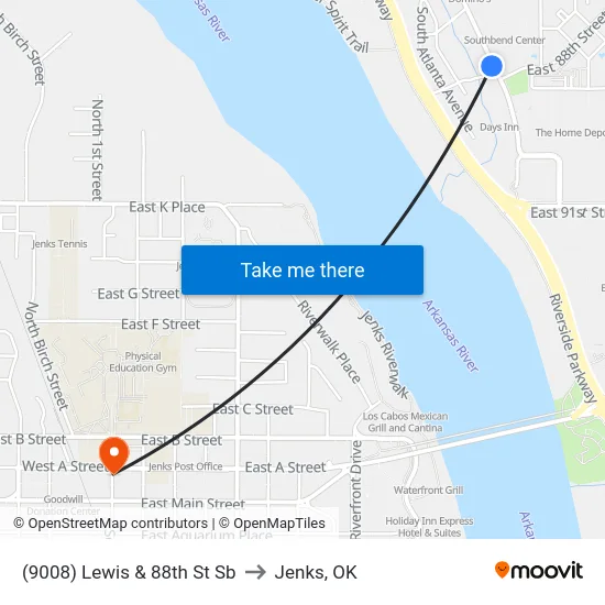 (9008) Lewis & 88th St Sb to Jenks, OK map