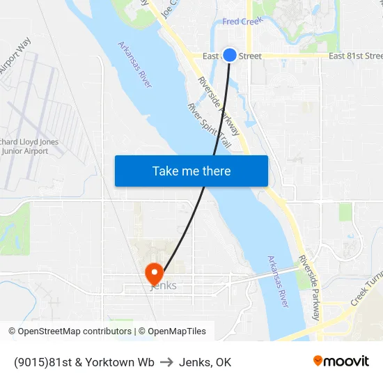 (9015)81st & Yorktown Wb to Jenks, OK map