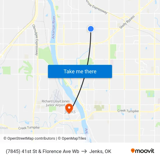 (7845) 41st St & Florence Ave Wb to Jenks, OK map
