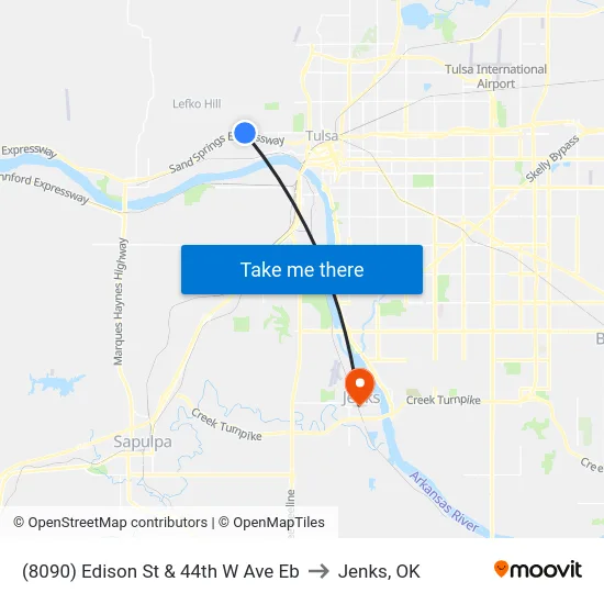 (8090) Edison St & 44th W Ave Eb to Jenks, OK map