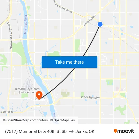 (7517) Memorial Dr & 40th St Sb to Jenks, OK map