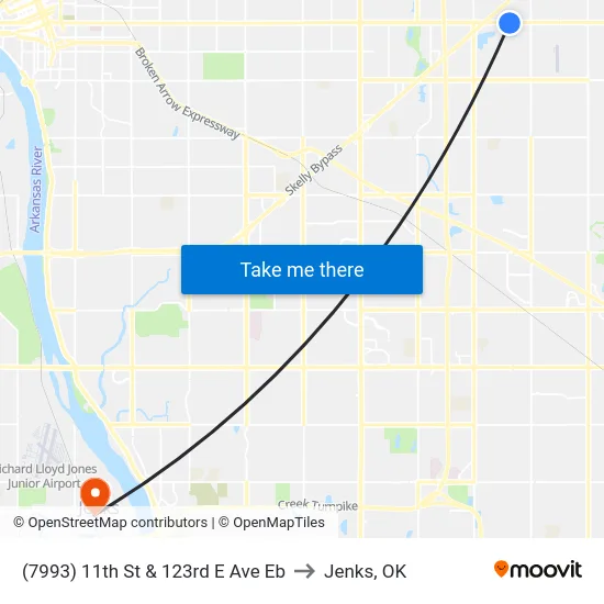 (7993) 11th St & 123rd E Ave Eb to Jenks, OK map