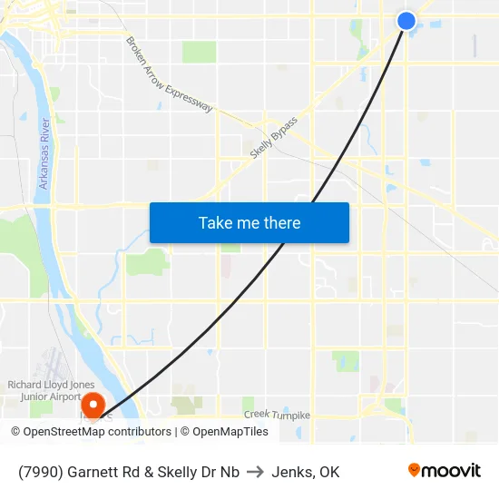 (7990) Garnett Rd & Skelly Dr Nb to Jenks, OK map