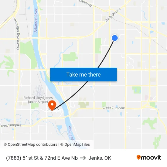 (7883) 51st St & 72nd E Ave Nb to Jenks, OK map