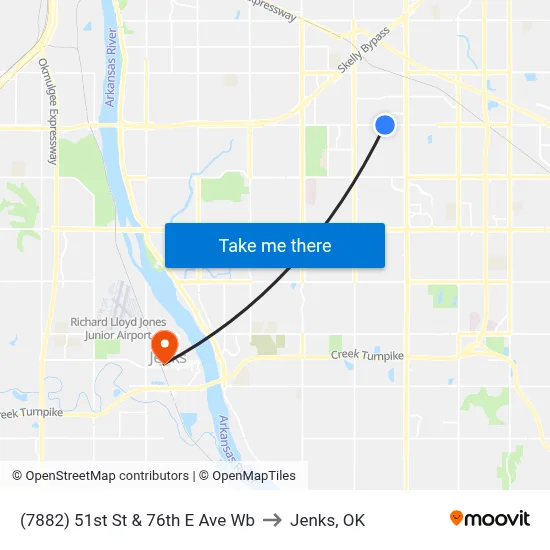 (7882) 51st St & 76th E Ave Wb to Jenks, OK map