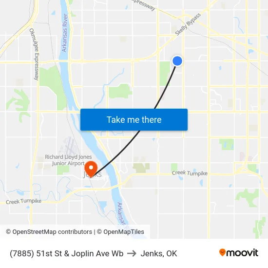 (7885) 51st St & Joplin Ave Wb to Jenks, OK map