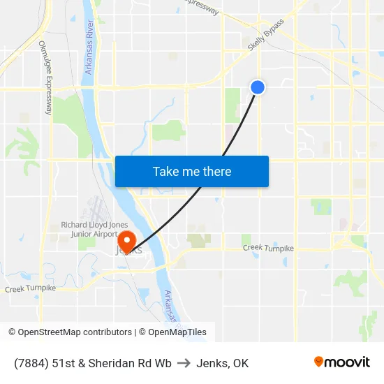 (7884) 51st & Sheridan Rd Wb to Jenks, OK map