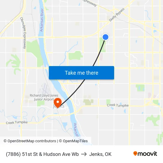 (7886) 51st St & Hudson Ave Wb to Jenks, OK map
