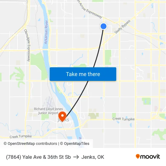 (7864) Yale Ave & 36th St Sb to Jenks, OK map