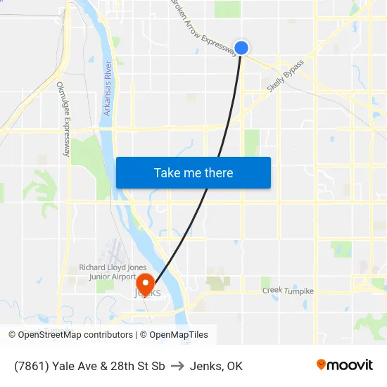 (7861) Yale Ave & 28th St Sb to Jenks, OK map