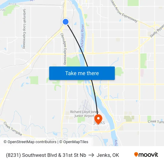 (8231) Southwest Blvd & 31st St Nb to Jenks, OK map