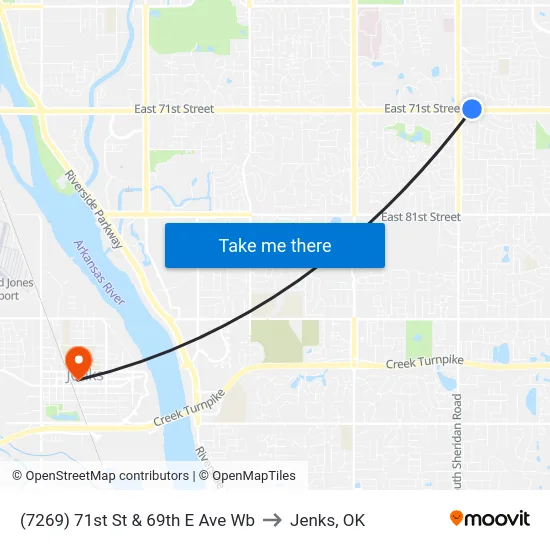 (7269) 71st St & 69th E Ave Wb to Jenks, OK map