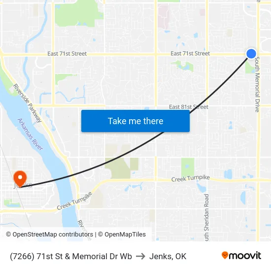 (7266) 71st St & Memorial Dr Wb to Jenks, OK map