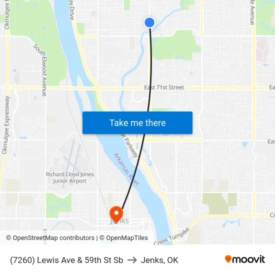 (7260) Lewis Ave & 59th St Sb to Jenks, OK map