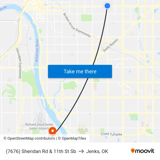 (7676) Sheridan Rd & 11th St Sb to Jenks, OK map