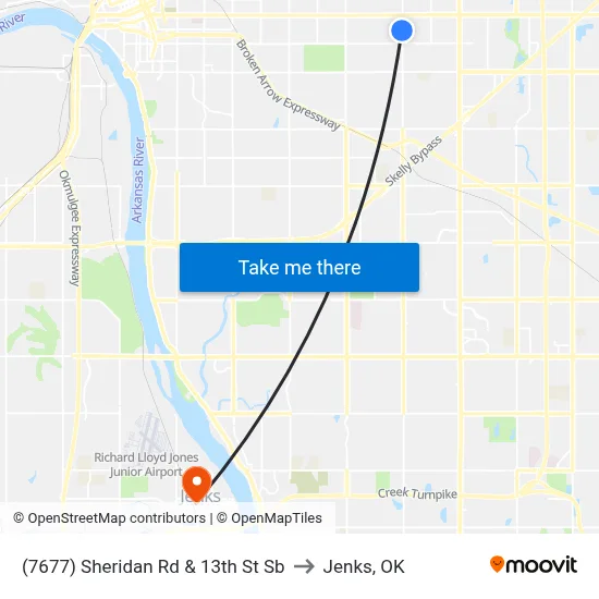 (7677) Sheridan Rd & 13th St Sb to Jenks, OK map