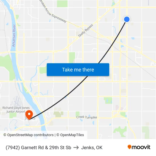 (7942) Garnett Rd & 29th St Sb to Jenks, OK map