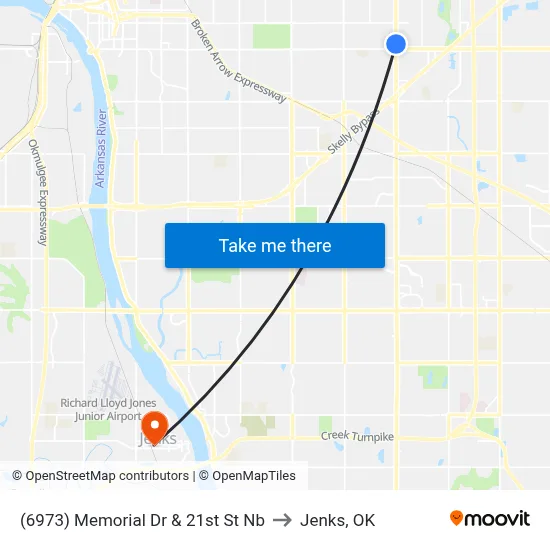 (6973) Memorial Dr & 21st St Nb to Jenks, OK map