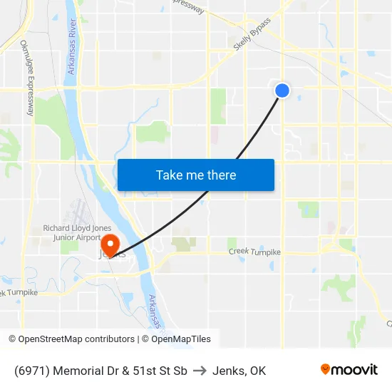 (6971) Memorial Dr & 51st St Sb to Jenks, OK map