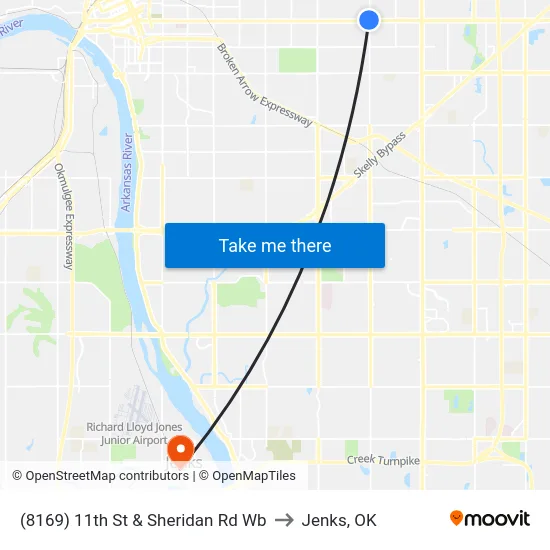 (8169) 11th St & Sheridan Rd Wb to Jenks, OK map