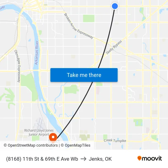 (8168) 11th St & 69th E Ave Wb to Jenks, OK map