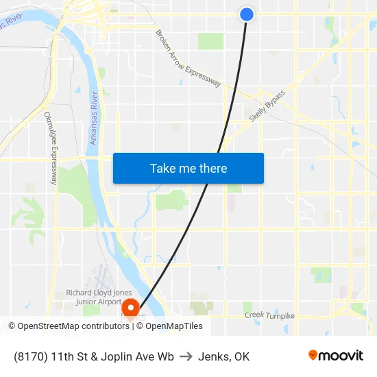 (8170) 11th St & Joplin Ave Wb to Jenks, OK map