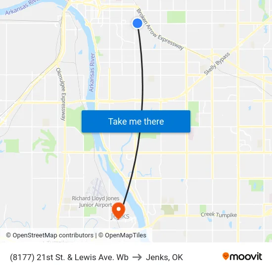 (8177) 21st St. & Lewis Ave. Wb to Jenks, OK map