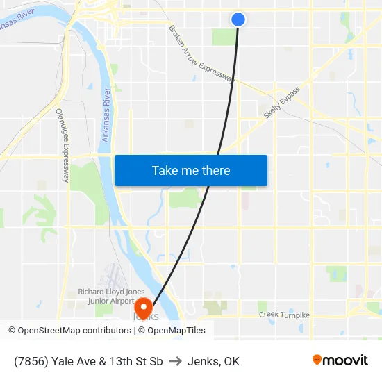 (7856) Yale Ave & 13th St Sb to Jenks, OK map