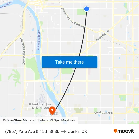 (7857) Yale Ave & 15th St Sb to Jenks, OK map