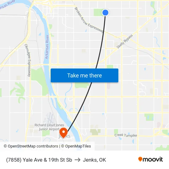 (7858) Yale Ave & 19th St Sb to Jenks, OK map