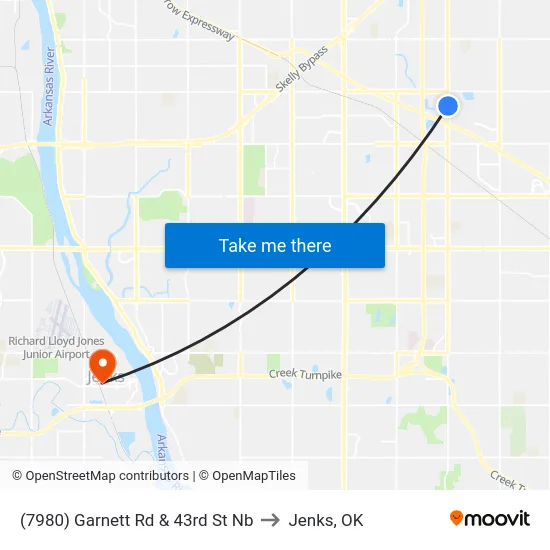 (7980) Garnett Rd & 43rd St Nb to Jenks, OK map