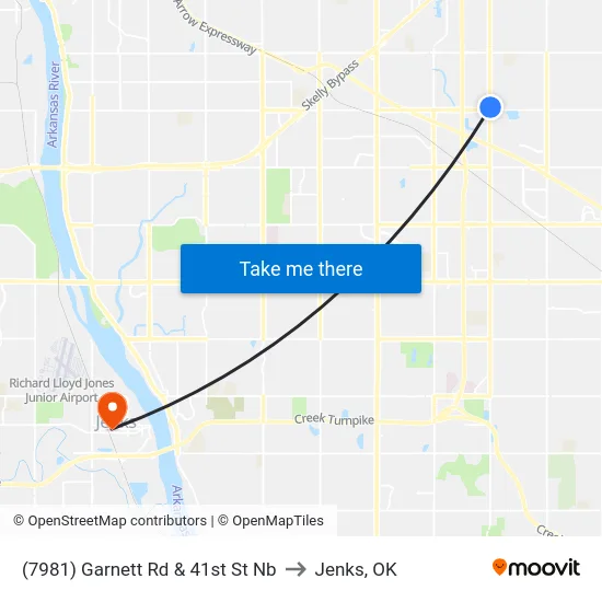 (7981) Garnett Rd & 41st St Nb to Jenks, OK map