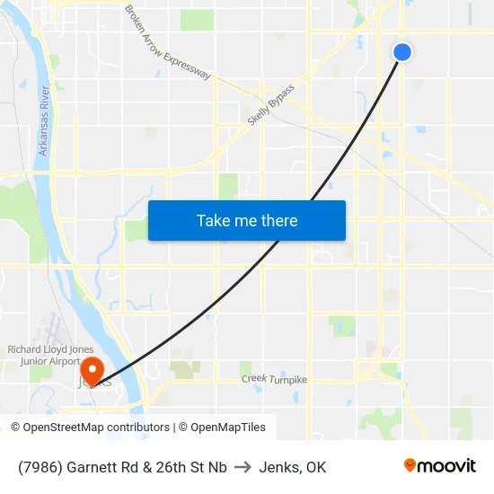 (7986) Garnett Rd & 26th St Nb to Jenks, OK map
