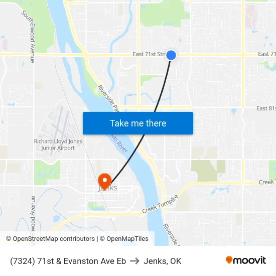 (7324) 71st & Evanston Ave Eb to Jenks, OK map