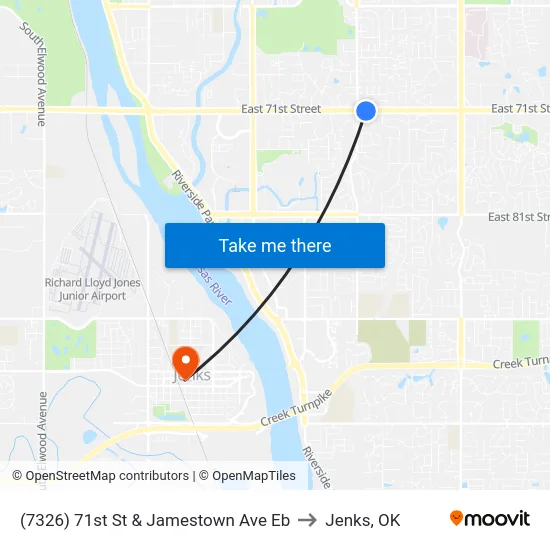 (7326) 71st St & Jamestown Ave Eb to Jenks, OK map