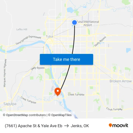 (7661) Apache St & Yale Ave Eb to Jenks, OK map