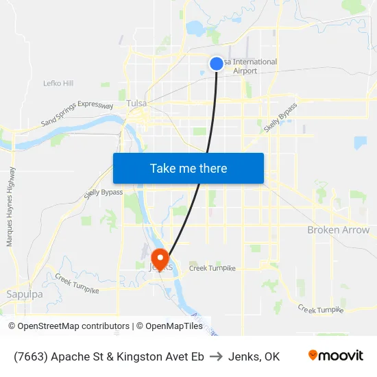 (7663) Apache St & Kingston Avet Eb to Jenks, OK map