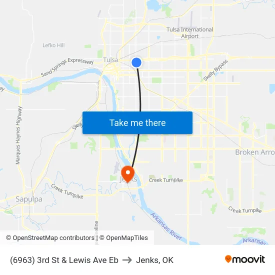 (6963) 3rd St & Lewis Ave Eb to Jenks, OK map