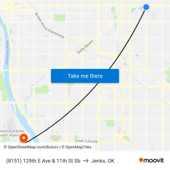 (8151) 129th E Ave & 11th St Sb to Jenks, OK map